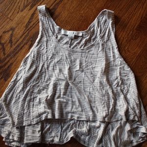 Grey Striped Cotton Crop Top Size S